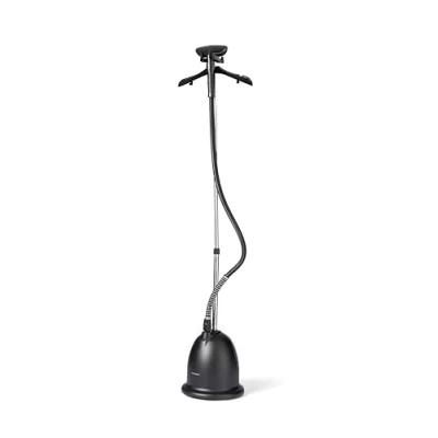 Image of Steamery Upright Home Clothes Steamer Cumulus, 1750W, UK Plug, Hanger, Heat Protection Glove, 60 Minutes Continuous Steaming, Wrinkles Remover, Black