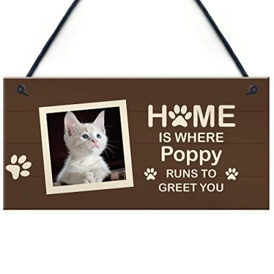 Image of RED OCEAN Pet Lovers Gift Personalised Hanging Home Sign Gifts For Cat Family Plaque