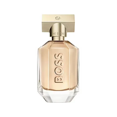 Image of BOSS The Scent Eau de Parfum for Her Ambery Fragrance with Notes of Honeyed Peach, Osmanthus Flower and Roasted Cocoa High Longevity 50ml (Packaging May Vary)