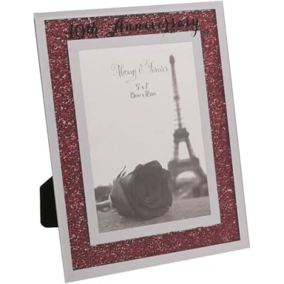 Image of 40th Wedding Anniversary Photo Frame Ruby Mirror Glass Crystal Red Diamante Gift