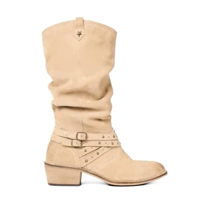 Image of Joe Browns Women&#039;s Slouchy Suede Buckle Boots Mid Calf, Stone, 5 UK