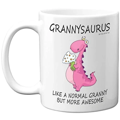 Image of Best Granny Birthday Mug Grannysaurus Happy Mug, Special Christmas Gran Gifts from Grandchildren, Funny Xmas Tea Coffee Cup Cups, 11oz Ceramic Dishwasher Safe