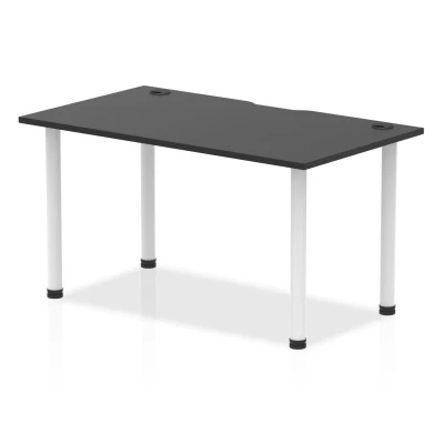 Image of Impulse Black 1400 x 800mm Straight Table CP White Leg
