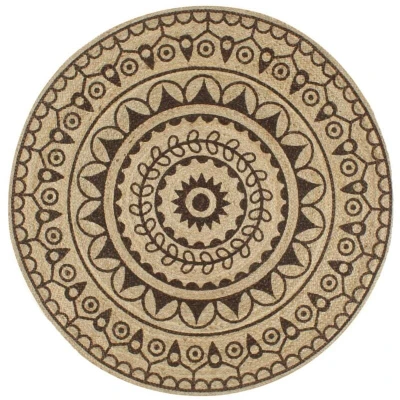 Image of vidaXL Handmade Rug Jute with Dark Brown Print 150 cm