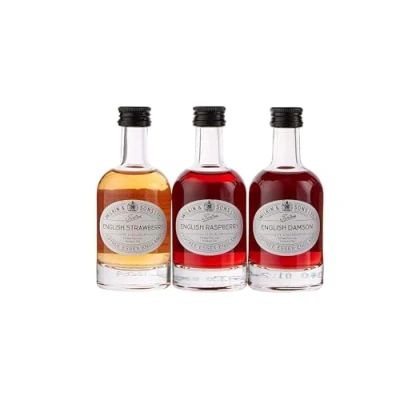 Image of Tiptree English 3 Mini Gins Liqueur 5cl Bundle Strawberry Gin Liquer Raspberry Damson