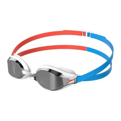 Image of Speedo Unisex Fastskin Speedsocket 2 Swimming Goggles Competitive Racing Anti Fog Leak, Siren Red/Picton Blue, One Size