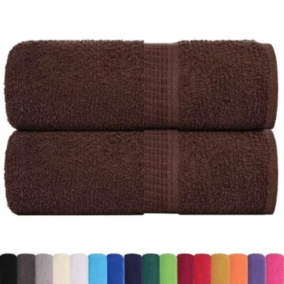 Image of vidaXL 100% Cotton Brown Guest Towels Set of 2 Soft &amp; Durable 30x50 cm 360 gsm OEKO TEX Certified Bath Hand Kitchen Clean Machine Washable