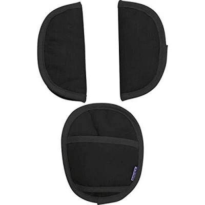 Image of Dooky Car Seat Belt Pads, Harness Strap Pads for Baby&#039;s Protection, Universal Size Suitable 3 and 5 Point System, Group 0+ yrs, Piece Set (2 Shoulder 1 Crosspiece), Plain Black