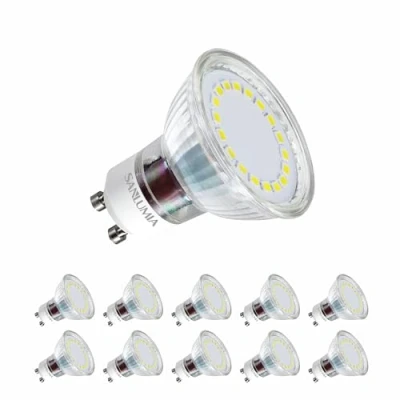 Image of sanlumia 10 X 5W GU10 LED Super Bright Spotlight Bulb 450lm 120 Degree Beam Angle Non Dimmable 50W Halogen Equivalen Warm White 3000K