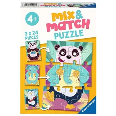 Image of Ravensburger Animals Mix &amp; Match Jigsaw Puzzles for Kids Age 4 Years Up 3 x 24 Pieces