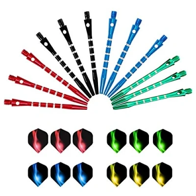 Image of LxwSin Aluminum Dart Shafts, 12 Sets Stems Accessories, Medium Universal Metal Flights Assorted Accessories Kit 2BA Thread Throwing Fitting Shatter Resistant