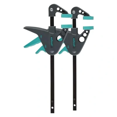 Image of wolfcraft 2 Mini One Hand Clamps I 3455100 Handy Helper Perfect for Hobbies and Craft Projects