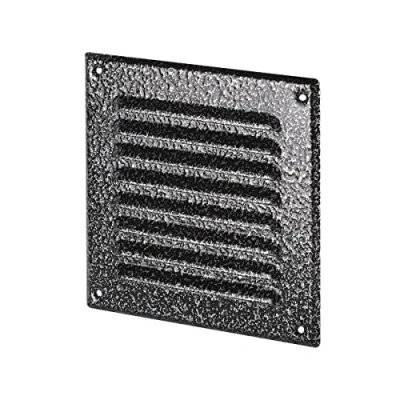 Image of Antique Silver Metal Air Vent Grille with Fly Screen/Anti Insect Mesh Wall Ventilation Cover Louvre Grilles. (295mm x 295mm)