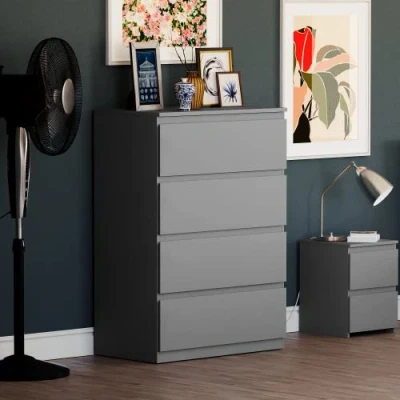 Image of Vida Designs Denver Drawer Chests (Grey, 4 Drawer)