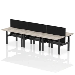 Image of Air B2B 1200x800 Adjustable 6P Bench Desk Scallop Gry Oak/Black/Screen