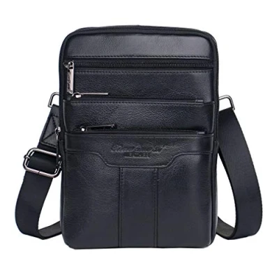 Image of Xieben Vintage Leather Shoulder Messenger Bag for Men Travel Business Crossbody Pack Wallet Satchel Sling Chest Bags Black