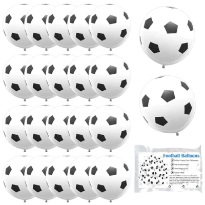 Image of 20 Pcs Football Balloons, 12 Inch Black White Soccer Birthday Balloons For Sport Theme Party, School Sports Meeting, Decorations Lover Boys Girls, Fans Party Supplies