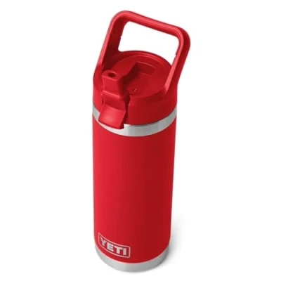 Image of YETI Rambler, Stainless Steel Vacuum Insulated C Straw Bottle with Cap, Rescue Red, 18oz (532ml)