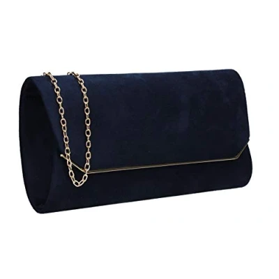 Image of SwankySwans Women&#039;s Anny Suedette Flapover Clutch, Sling Bag, Navy Blue, One Size