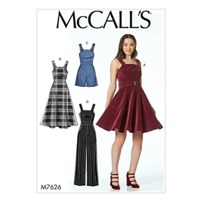 Image of Mccall&#039;s Patterns 7626 D5,Misses Dresses,Belt,Romper and Jumpsuit,Sizes 12 20, Tissue, Multi/Colour, 17 x 0.5 0.07 cm
