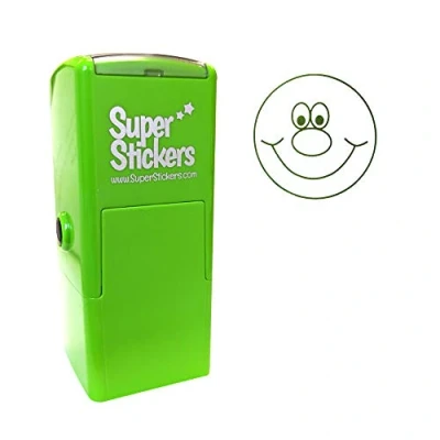 Image of SuperStickers Smiley Face Pre Inked Stamper in Green, 28mm