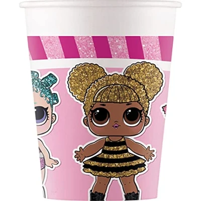Image of Procos 93469 LOL Party Cups Maximum Capacity 200 ml Pack of 8 Disposable Paper for Children&#039;s Birthday Tableware FSC® Mix