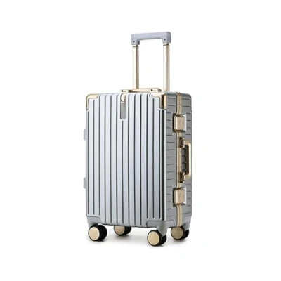 Image of Meoky Lightweight Suitcase Aluminum Carry on Luggage with Spinner Wheels Suitable for Men, Girls, And Students Travel,Silver,20in