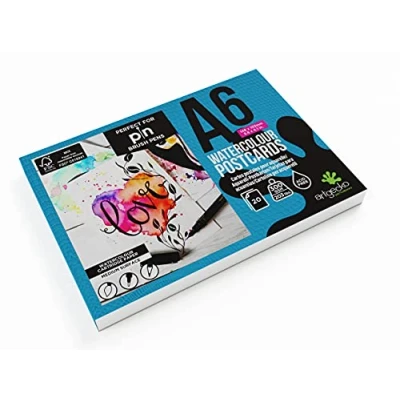 Image of Artgecko Pro Watercolour Postcards A6 20 Sheets 300gsm White Cartridge Paper