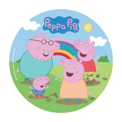 Image of dekora, Peppa Pig Wafer Disc for Cake, Edible Cake Topper Children&#039;s Birthday Round 20 CM