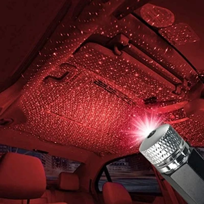 Image of USB Car Ceiling Light,Star Projector Night Light, Adjustable Romantic LED Atmosphere Lights Decor for Bedroom Party Interior Ceiling, Plug and Play (Red)