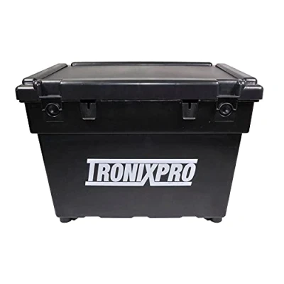 Image of Tronixpro Unisex&#039;s Big Beach Seat Fishing Tackle Box, Black, 53 x 38cm 41 cm, TTSBK