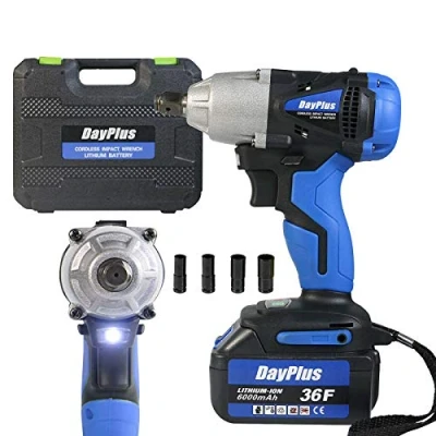 Image of 420Nm 1/2&quot; Cordless Impact Wrench Driver 18V Electric Ratchet Rattle Nut Gun 6.0AH Li Ion Battery Wheel Square Drive 4 Socket Set Forward/Reverse Setting 3200RPM Lug Removal