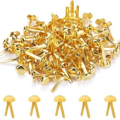 Image of 100Pcs Split Pins,Scrapbooking Brads Pins,Metal Paper Fasteners Mini Brads,8mmx17mm Round Scrapbooking Pins for Craft DIY Stamping Scrapbook Office Household Supplies(Gold)