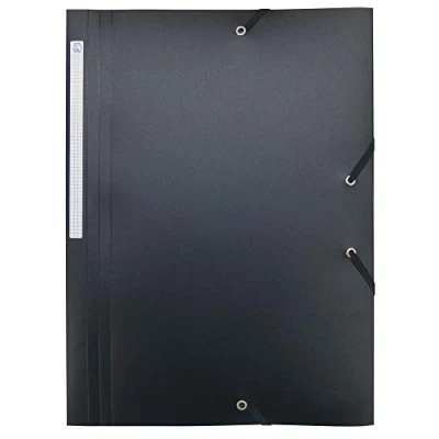 Image of Waytex Elasticated Folder with 3 Flaps Polypropylene 4.5/10 Soft and Opaque A4 Black 931450 1