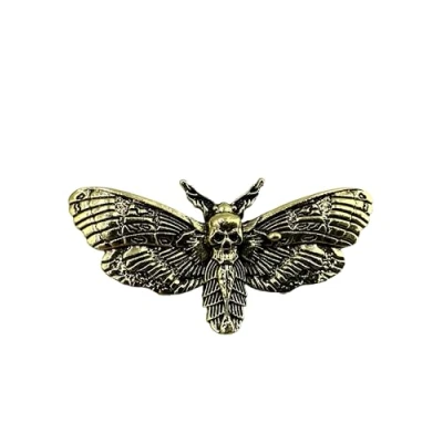 Image of Patch Nation Deaths Head Hawk Moth Metal Pin Brooch Biker Badge (Gold)