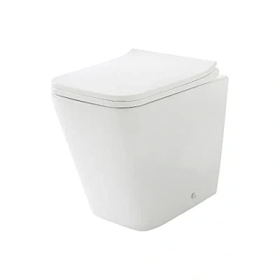 Image of Milano Elswick Modern White Ceramic Back to Wall Toilet WC Pan Soft Close Seat