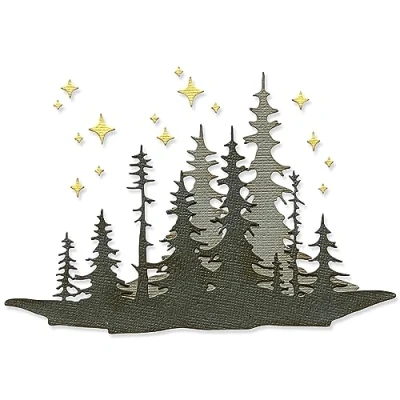 Image of Sizzix Thinlits Die Set 3PK Forest Shadows by Tim Holtz 666334 Metal, Wafer Thin Cutting Dies for Scrapbooking, Embossing, Journalling, Paper, Plastic, One Size