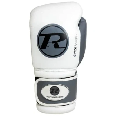 Image of Ringside Pro Training G2 Boxing Gloves Adult Sparring 10oz 12oz 14oz 16oz Leather Fight (White/Grey, 10oz)
