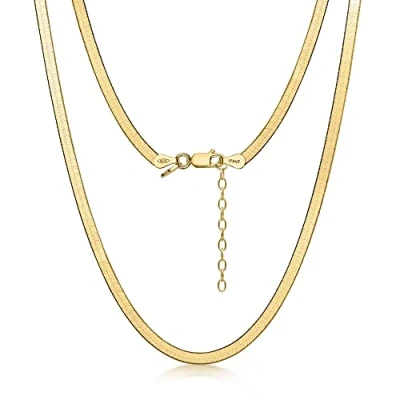 Image of Amberta Women&#039;s 925 Sterling Silver Flat Snake Chain: 18K Gold Plated 3 mm 45 cm/18 inch