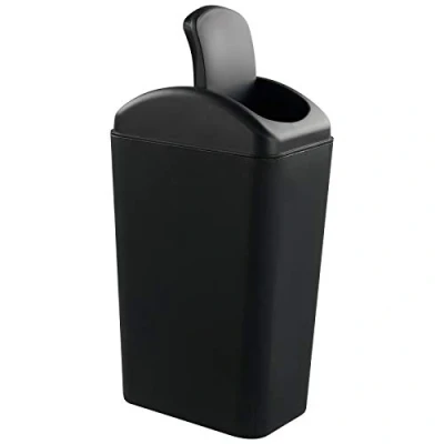 Image of Uumitty 14 Litre Plastic Kitchen Indoor Swing Bin Dustbin, Black, 1 Pack