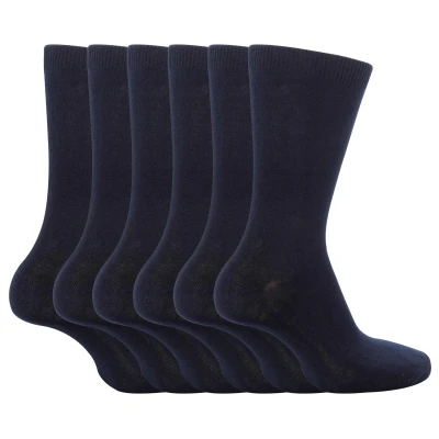 Image of Drew Brady 6 Pairs Girls &amp; Boys School Socks, 4 Colours, 3 Sizes (4 Uk (11 Years +), Navy)