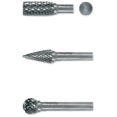 Image of RUKO Tungsten Carbide Totary Burr Set in Mini Box, Bright Finish, 3 Pieces, R116001