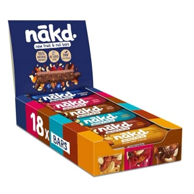 Image of Nakd Fruit &amp; Nut Bar Variety Pack Vegan Healthy Snack Gluten Free 35g x 18 bars