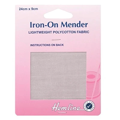 Image of Polycotton Mender Iron On, 9x24cm Light Grey