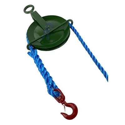 Image of 18mm Blue Polypropylene Gin Wheel Rope x 15 Metres Complete with &amp; 1T Swivel Hook