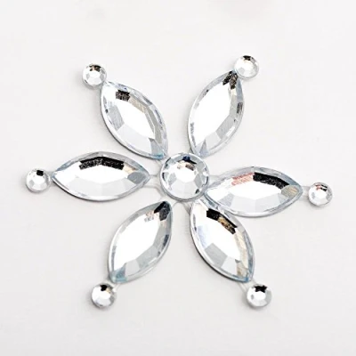 Image of 3cm 6 Point Flower Self Adhesive Diamante Rhinestone Gem Craft Sticker (12 Pieces)