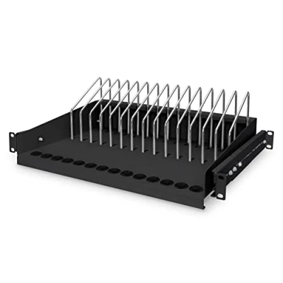 Image of DIGITUS 19 inch shelf 4.5 U Extendable Charging station for 14 tablets, notebooks &amp; smartphones 19&quot; network server cabinets Black