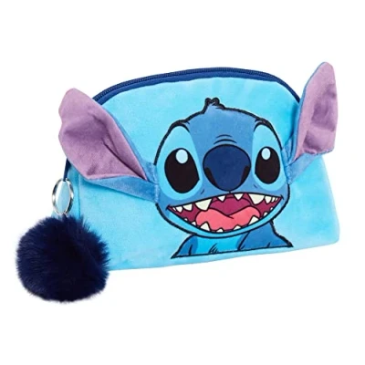 Image of Stitch Make Up Bag for Women Girls Disney Pencil Case Double Sided Velvet Cosmetic Toiletries Travel Accessory Gift