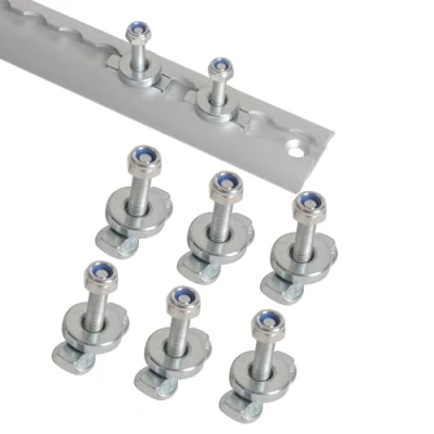Image of Oldbones L Track Double Lug Threaded Stud Fitting, Rail Tie Down Anchor for Enclosed Trailers, Cargo Vans, Airline Screw Mount M10X30MM (Silver Blue, 6pack)