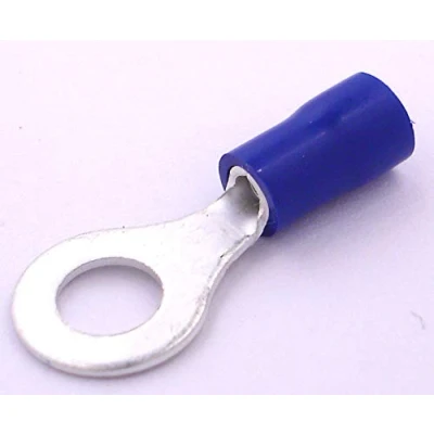 Image of Electrical Connectors 100x Insulated Ring Connector Terminals Blue 6.4mm FREE FIRST CLASS UK POSTAGE!